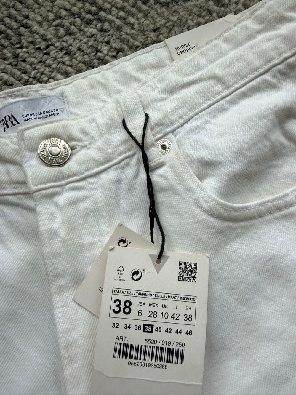 NWT ZARA 6 High Rise Cropped White Culotte Denim Pants - Picture 4 of 7